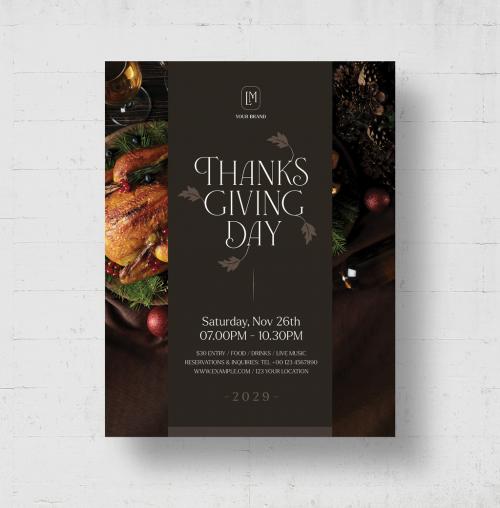 Thanksgiving Flyer Layout in Modern Rustic Style 647115761