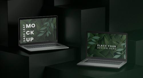 Premium PSD | Floating laptop screen mockup Premium PSD