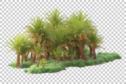 Premium PSD | Foliage island isolated on transparent background 3d rendering illustration Premium PSD