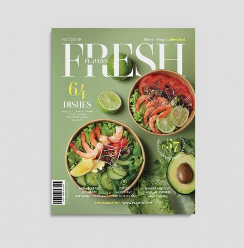 Food Magazine Cover Layout for Healthy Salad Menu 647115544