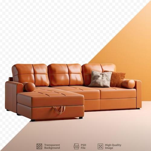 Premium PSD | Isolated black corner couch bed with storage clipping path included Premium PSD