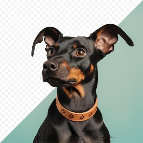 Premium PSD | Isolated elderly pinscher dog with black and brown coat Premium PSD