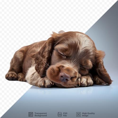 Premium PSD | Isolated english cocker spaniel puppy sleeping transparent background Premium PSD