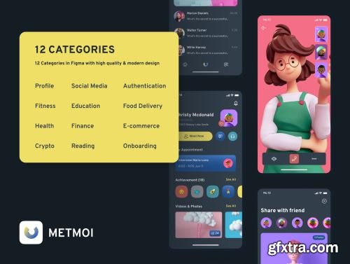 Metmoi Mobile App UI KIT Ui8.net