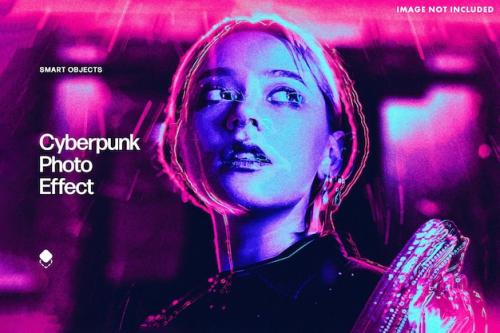 Premium PSD | Cyberpunk photo effect Premium PSD