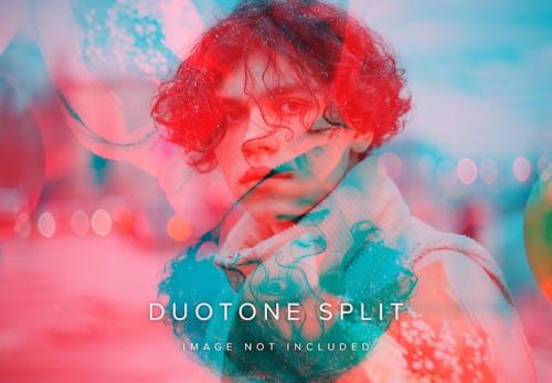 Premium PSD | Split duotone photo effect mockup Premium PSD