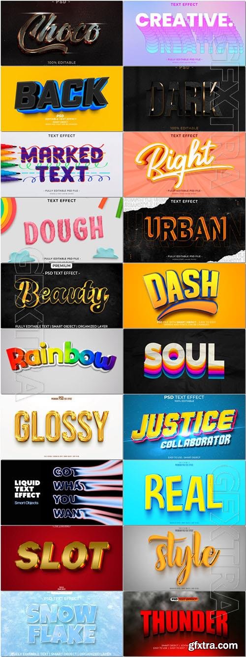 20 Psd style text effect editable set vol 46