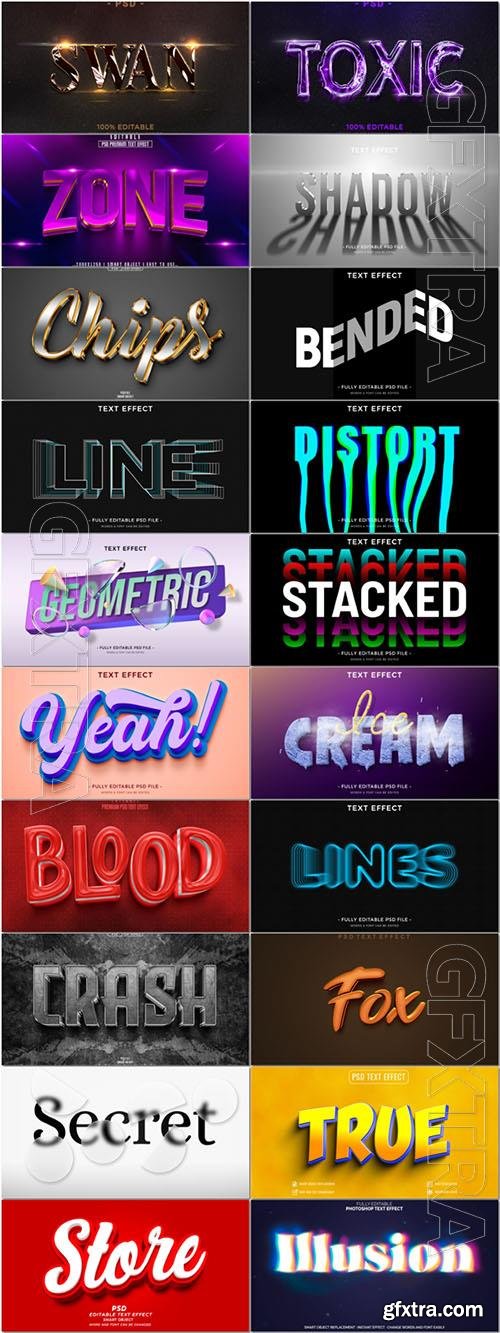 20 Psd style text effect editable set vol 49