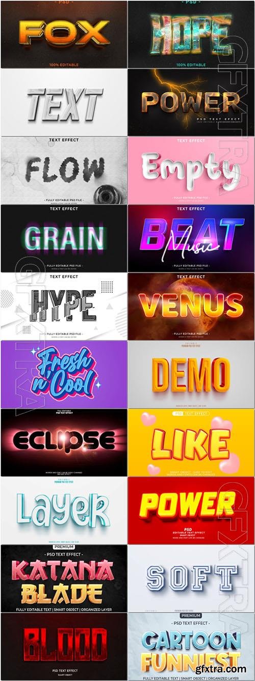 20 Psd style text effect editable set vol 47