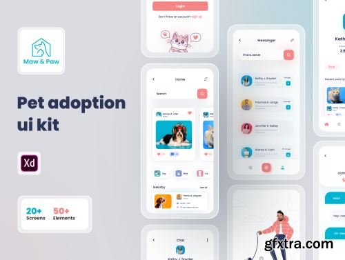 Maw & Paw Pet adoption ui kit. Ui8.net