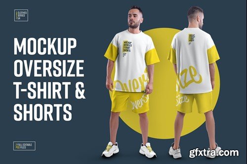 2 Mockups Oversize T-shirt and Shorts Kit RDDHFVP