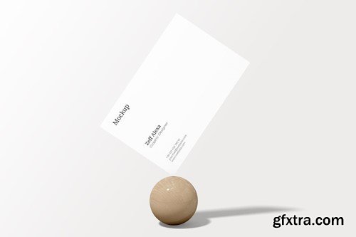 Business Card Mockup With Wood Decoration HACSVB6