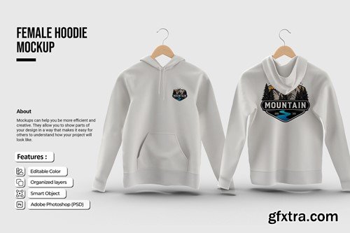 Female Hoodie Mockup QTKGUYG