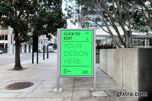 Poster Display Sidewalk Mockup EXYSS56