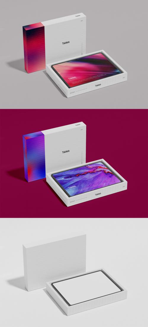 Tablet with Box Packaging Mockup 646871304