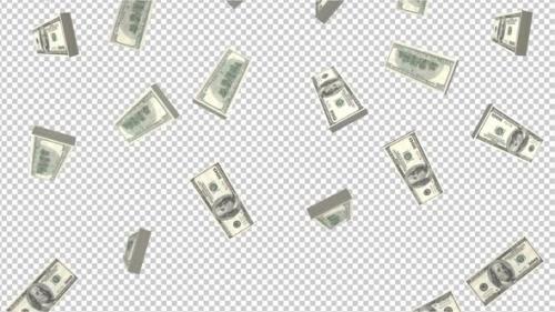 Videohive - Falling 100 Dollars Banknote Currency on Alpha Channel, Loop - 48028512 - 48028512