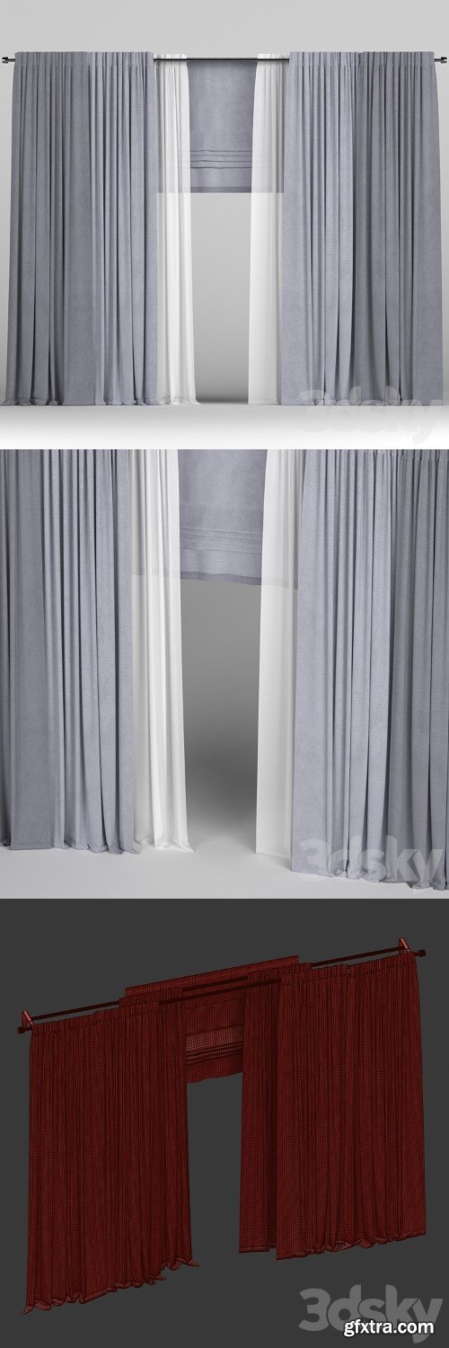 Curtains with roman and tulle.