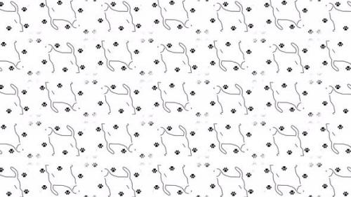 Videohive - Dog And Dog Paws Pattern Animation Background. Dog Paws Seamless Pattern Animation On White Backgrou - 48028917 - 48028917