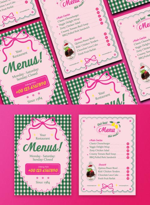 Pink Modern Retro Nostalgic Classic Multiple Menu 649861022