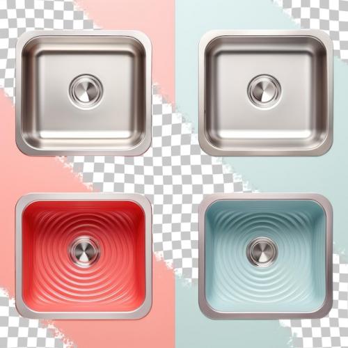 Premium PSD | Patterns created from a single new stainless steel sink with various designs Premium PSD