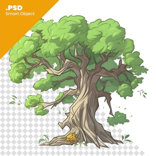 Premium PSD | Cartoon image of a big old tree. vector illustration for your design psd template Premium PSD