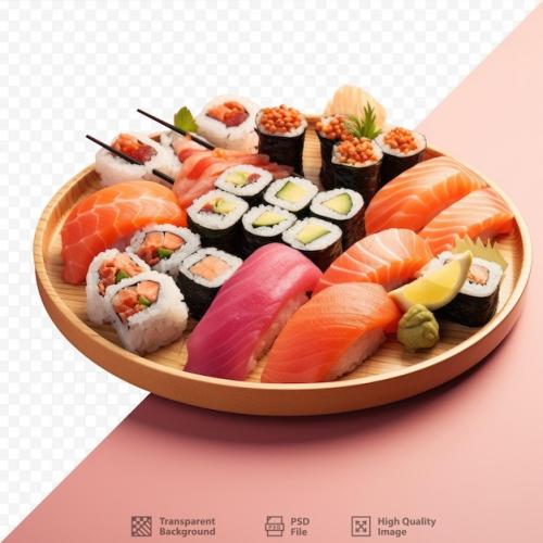 Premium PSD | Sushi platter in a close up view Premium PSD