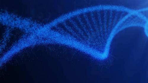 Videohive - Blue DNA strand of the human genome generate from atoms and genetic cells - 48046468 - 48046468