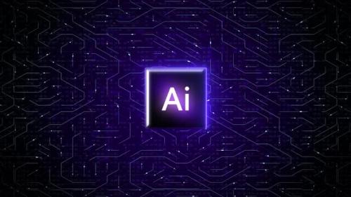 Videohive - Artificial Intelligence (AI) Concept over Dark Circuit Background - 48047125 - 48047125