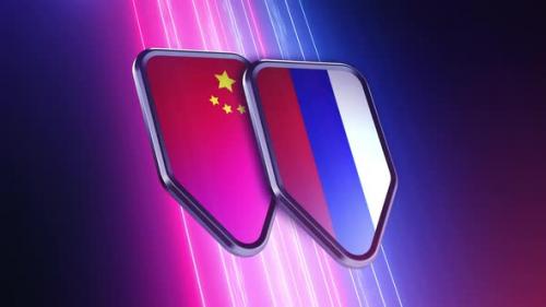 Videohive - the appearance of two emblems with the flags of the countries "China and Russia " - 48048820 - 48048820