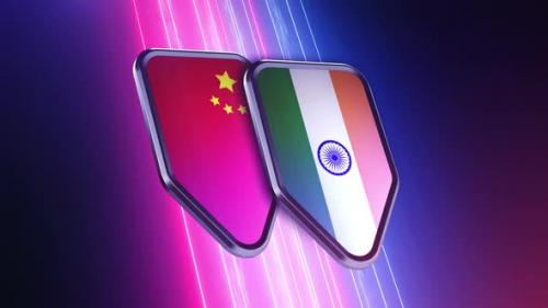 Videohive - the appearance of two emblems with the flags of the countries "China and India " - 48048822 - 48048822