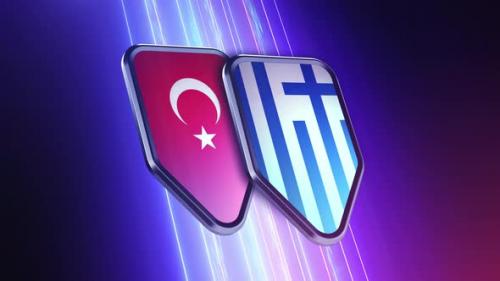 Videohive - the appearance of two emblems with the flags of the countries " Turkey and Greece " - 48048823 - 48048823