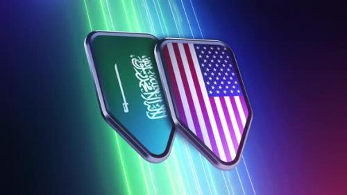 Videohive - the appearance of two emblems with the flags of the countries " Saudi Arabia and the USA " - 48048824 - 48048824