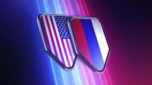 Videohive - the appearance of two emblems with the flags of " USA and Russia " - 48048825 - 48048825