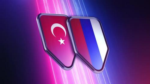 Videohive - the appearance of two emblems with the flags of the countries "Turkey and Russia" - 48048827 - 48048827