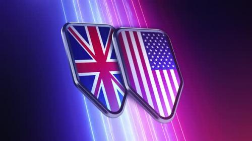 Videohive - the appearance of two emblems with the flags of the countries "Great Britain and the USA" - 48048828 - 48048828