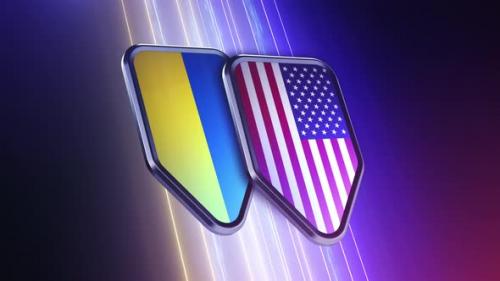 Videohive - the appearance of two emblems with the flags of the countries " Ukraine and the USA " - 48048829 - 48048829