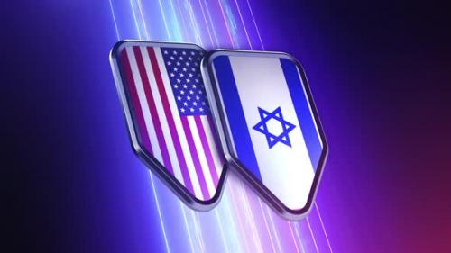 Videohive - the appearance of two emblems with the flags of the countries "USA and Israel" - 48048833 - 48048833