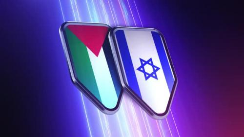 Videohive - the appearance of two emblems with the flags of the countries of "Palestine and Israel" - 48048838 - 48048838