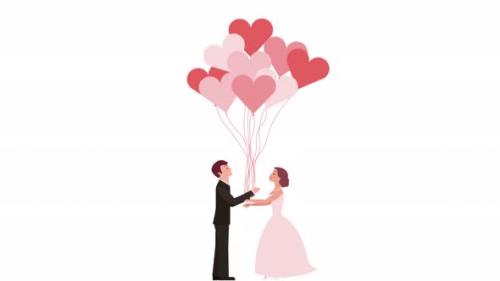 Videohive - Bride And Groom With Balloons 4k Background - 48049089 - 48049089