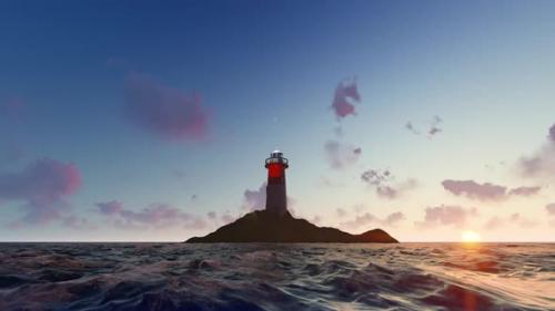 Videohive - Aerial Photography Of Coastal Lighthouses At Dusk And Sunset - 48049409 - 48049409