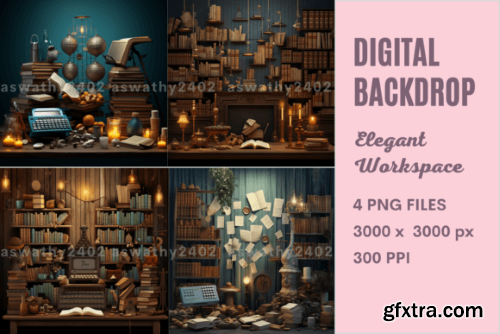 ELEGANT WORKSPACE DIGITAL BACKDROP