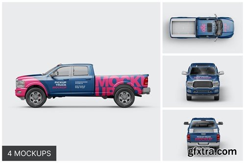 Modern Pickup Truck Mockup Set KM8JL7V