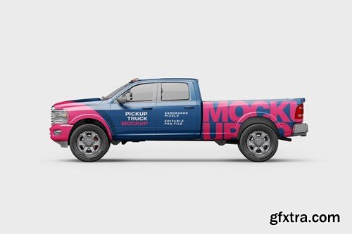 Modern Pickup Truck Mockup Set KM8JL7V