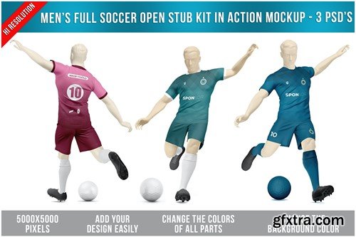 Men's Full Soccer Open Stub Kit in Action Mockup C97RR3S