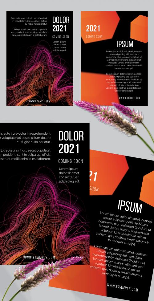 Flyer Layout with Motion Blur and Abstract Glowing Shapes 649394610