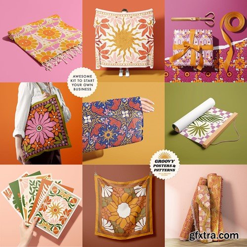 Groovy Boho Posters Patterns Flower 70s TWFBBSJ