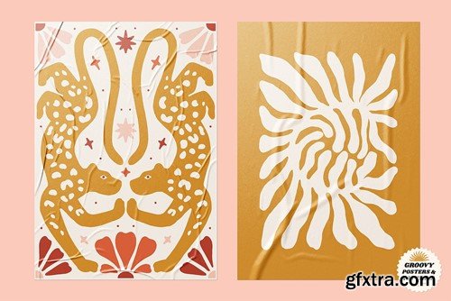 Groovy Boho Posters Patterns Flower 70s TWFBBSJ