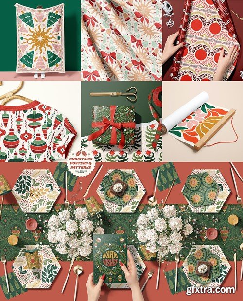 Christmas Posters Patterns Holidays Xmas New Year BA7UL8G