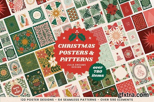 Christmas Posters Patterns Holidays Xmas New Year BA7UL8G