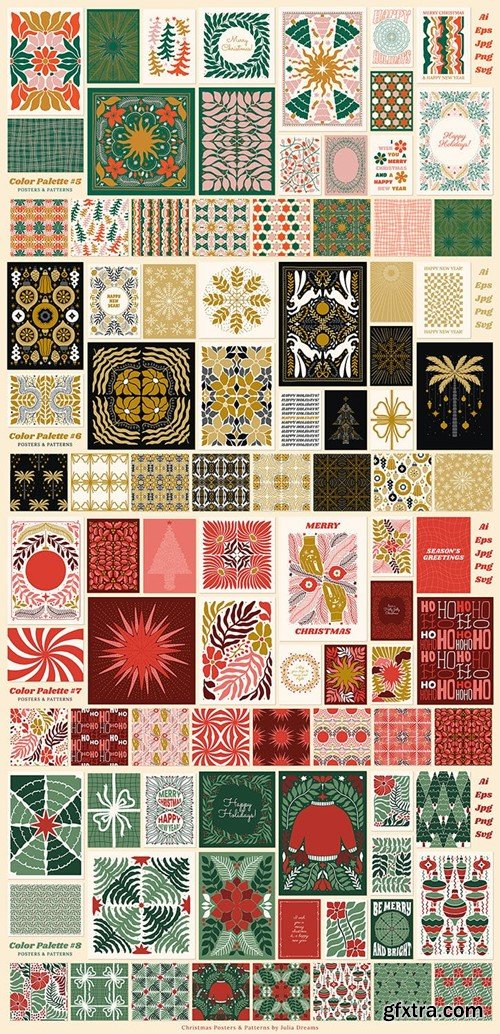 Christmas Posters Patterns Holidays Xmas New Year BA7UL8G